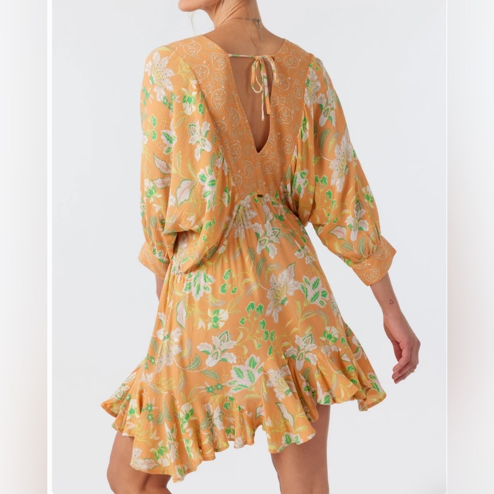 O'Neill Joyce Dress Tangerine Beach Boho Festival 3/4 Sleeve - Picture 4 of 12